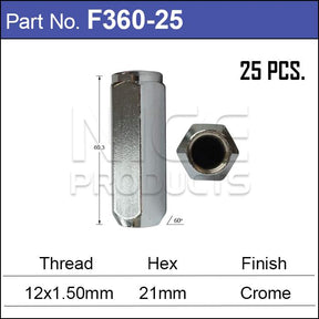 Chrome Nuts pk25 F360-25 - Nice Products | Universal Auto Spares