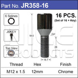 Chrome Nuts (set of 16 + Key) JR358-16 - Nice Products | Universal Auto Spares