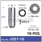Chrome Nut Pack (16) J351-16 - Nice Products | Universal Auto Spares