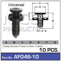 Fasteners Pkt 10 AF046-10 - Nice Products | Universal Auto Spares