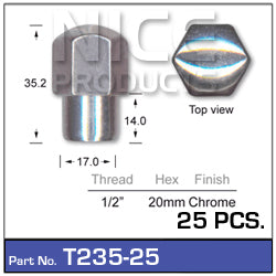 Chrome Nuts Pk25 T235-25 - Nice Products | Universal Auto Spares