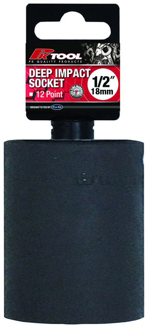 18mm 12PT Metric 1/2” DR Deep Sockets - PKTool