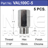 Chrome Nuts pk5 VAL100C-5 - Nice Products | Universal Auto Spares