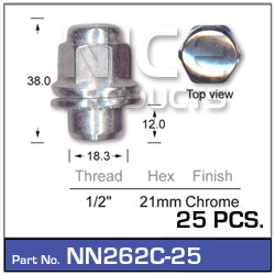 Wheel Nuts PK 25 NN262C-25 - Nice Products | Universal Auto Spares
