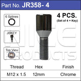 Chrome Nuts (set of 4 + Key) JR358-4 - Nice Products | Universal Auto Spares