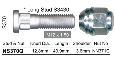 Stud & Nut NS370Q - Nice Products | Universal Auto Spares