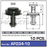 Fasteners Pkt 10 AF034-10 - Nice Products | Universal Auto Spares