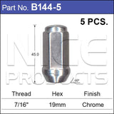 Chrome Nuts pk5 B144-5 - Nice Products | Universal Auto Spares