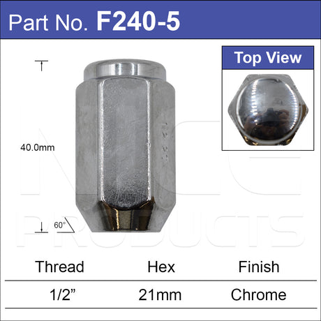 Chrome Nuts pk5 F240-5 - Nice Products | Universal Auto Spares