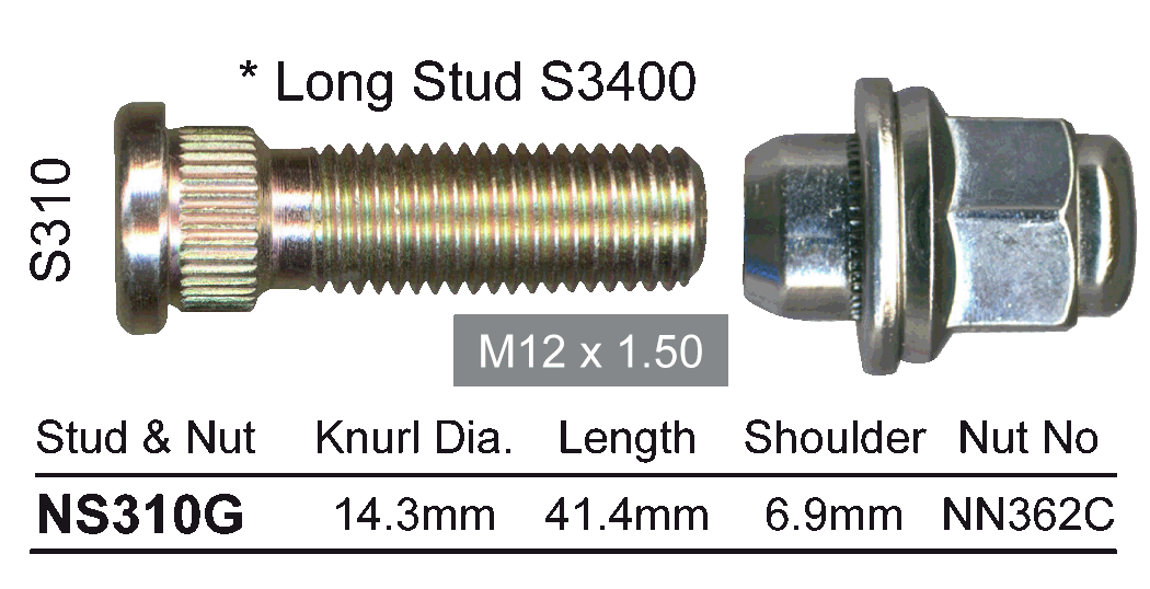 Stud & Nut NS310G - Nice Products | Universal Auto Spares