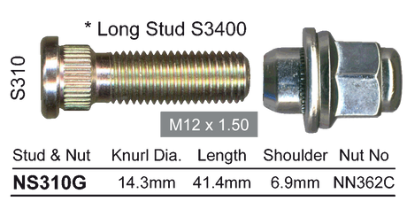 Stud & Nut NS310G - Nice Products | Universal Auto Spares