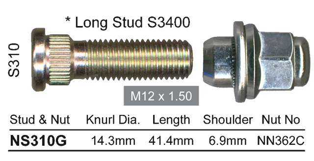 Stud & Nut NS310G - Nice Products | Universal Auto Spares