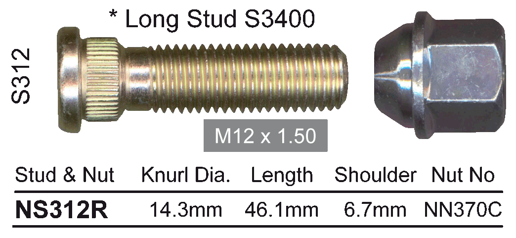 Stud & Nut NS312R - Nice Products | Universal Auto Spares