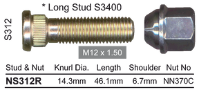 Stud & Nut NS312R - Nice Products | Universal Auto Spares