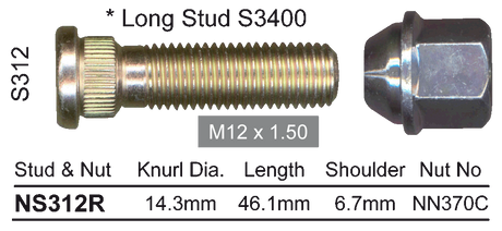 Stud & Nut NS312R - Nice Products | Universal Auto Spares