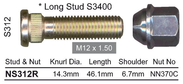 Stud & Nut NS312R - Nice Products | Universal Auto Spares