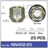Wheel Nuts pk25 NN402-25 - Nice Products | Universal Auto Spares