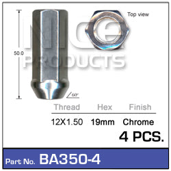 Chrome Nuts pk4 BA350-4 - Nice Products | Universal Auto Spares