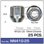 Chrome Nut NN410-25 - Nice Products | Universal Auto Spares