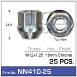 Chrome Nut NN410-25 - Nice Products | Universal Auto Spares