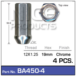 Chrome Nuts pk4 BA450-4 - Nice Products | Universal Auto Spares