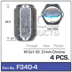 Chrome Nuts pk 4 F340-4 - Nice Products | Universal Auto Spares