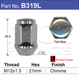 Chrome Nut B319L - Nice Products | Universal Auto Spares