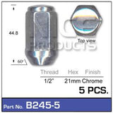 Chrome Nuts pk5 B245-5 - Nice Products | Universal Auto Spares