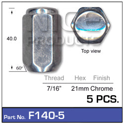 Chrome Nuts pk5 F140-5 - Nice Products | Universal Auto Spares