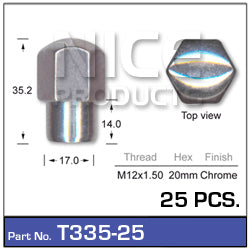 Chrome Nuts pk25 T335-25 - Nice Products | Universal Auto Spares