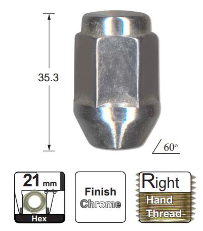 Chrome Nuts Pk25 B121-25 - Nice Products | Universal Auto Spares