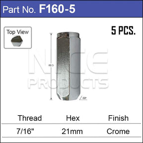Chrome Nuts pk5 F160-5 - Nice Products | Universal Auto Spares