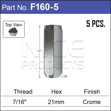Chrome Nuts pk5 F160-5 - Nice Products | Universal Auto Spares
