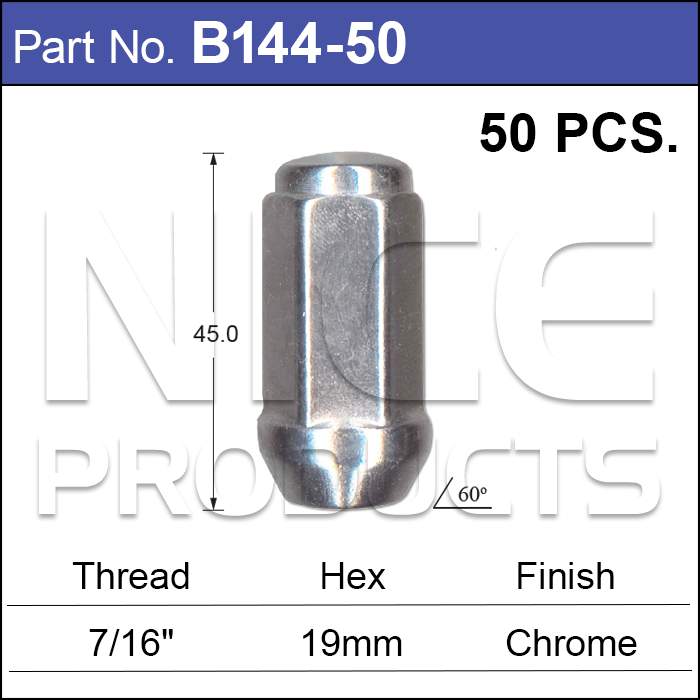 Chrome Nuts pk50 B144-50 - Nice Products | Universal Auto Spares