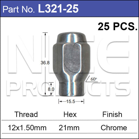 Wheel Nut L321-25 - Nice Products | Universal Auto Spares