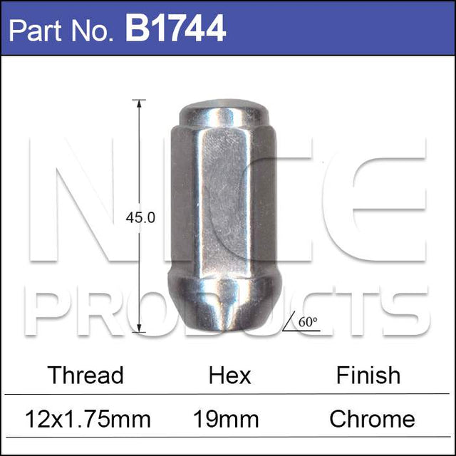 Chrome Nut B1744 - Nice Products | Universal Auto Spares