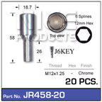 Chrome Nuts (set of 20 + Key) JR458-20 - Nice Products | Universal Auto Spares