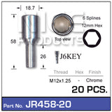 Chrome Nuts (set of 20 + Key) JR458-20 - Nice Products | Universal Auto Spares