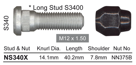 Stud & Nut NS340X - Nice Products | Universal Auto Spares