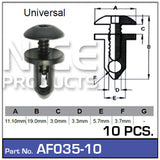 Fasteners Pkt 10 AF035-10 - Nice Products | Universal Auto Spares