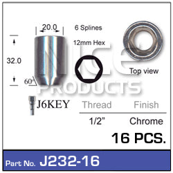 Chrome Nut Pack (16) J232-16 - Nice Products | Universal Auto Spares