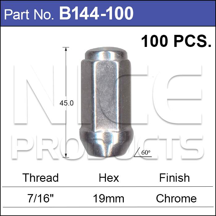 Chrome Nuts B144-100 - Nice Products | Universal Auto Spares