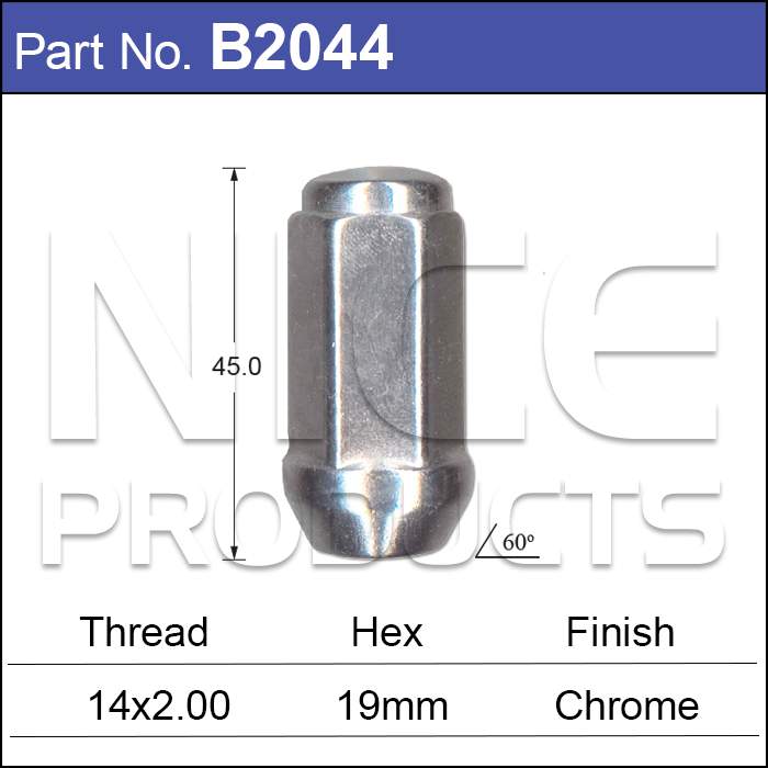 Chrome Nut B2044 - Nice Products | Universal Auto Spares