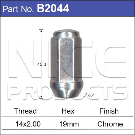 Chrome Nut B2044 - Nice Products | Universal Auto Spares