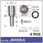 Chrome Nuts (set of 4 + Key) JR458-4 - Nice Products | Universal Auto Spares
