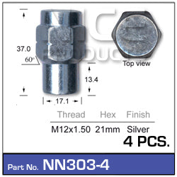 Wheel Nut NN303-4 - Nice Products | Universal Auto Spares