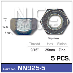 Wheel Nuts pk5 NN925-5 - Nice Products | Universal Auto Spares