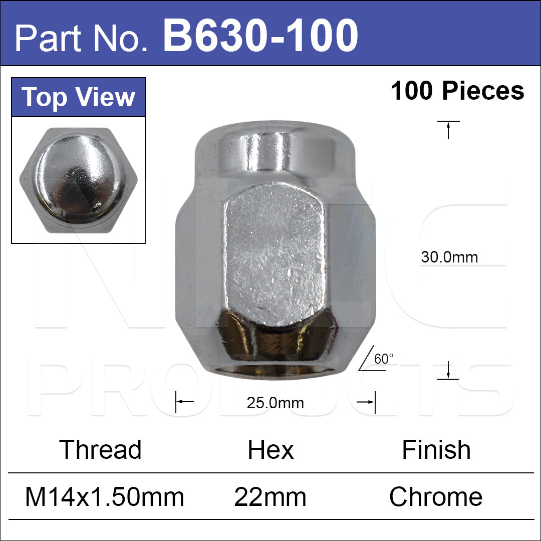 Chrome Nuts B630-100 - Nice Products | Universal Auto Spares