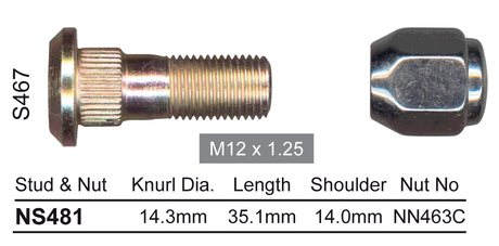 Stud & Nut NS481 - Nice Products | Universal Auto Spares