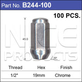 Chrome Nuts pk100 B244-100 - Nice Products | Universal Auto Spares